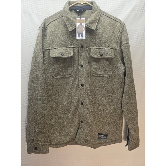 Eddie Bauer Jacket Mens Small Sweater Fleece Shirt Jacket Brown Button Up 6679 - Picture 1 of 8